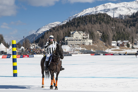 St. Moritz - January 30,2016:  Game actions  at the Snow Polo World Cup St.Moritz 2016のeditorial素材