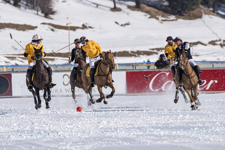 St. Moritz - January 30,2016:  Game actions  at the Snow Polo World Cup St.Moritz 2016のeditorial素材