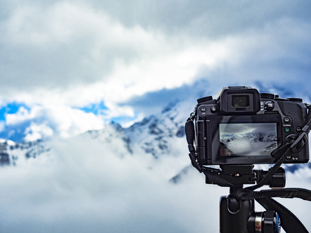 Photographing the alpsの写真素材
