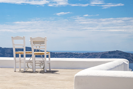 Terrace in Santoriniの写真素材