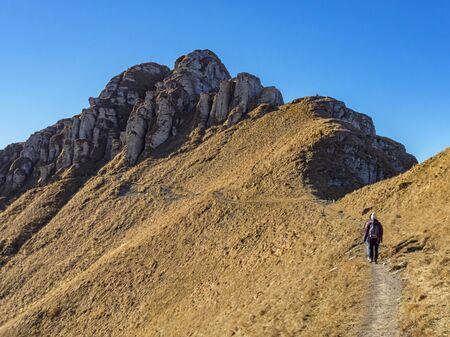 Trekking in the alpsの写真素材