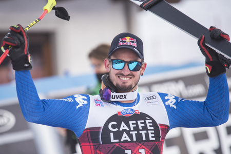 Bormio ( Italy )12/28/2017: pictures of the freeride ski world championship. The winner was the Italian Dominic Paris, second place Aksel Lund Svindal  from Norway as the third place Jansrud Kjetilのeditorial素材