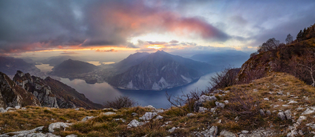 Sunset on Lake Comoの写真素材