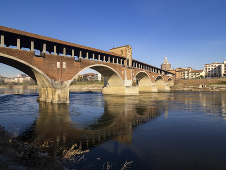 Covered bridge of Paviaの写真素材