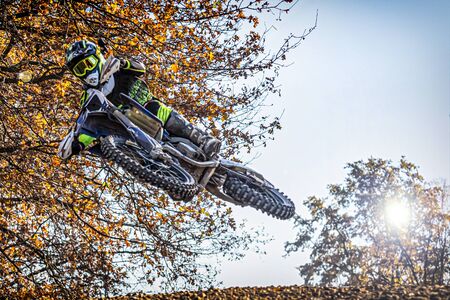 Motocross scene on a trailの写真素材