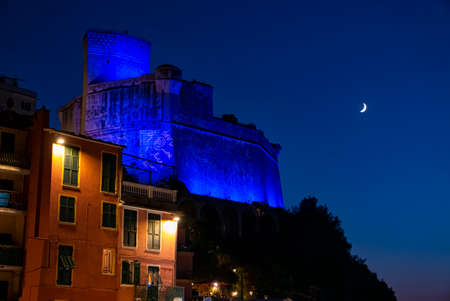 Night lights on the castle of Lericiの写真素材