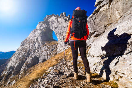 Trekking scene in the italian alps of Valsassina