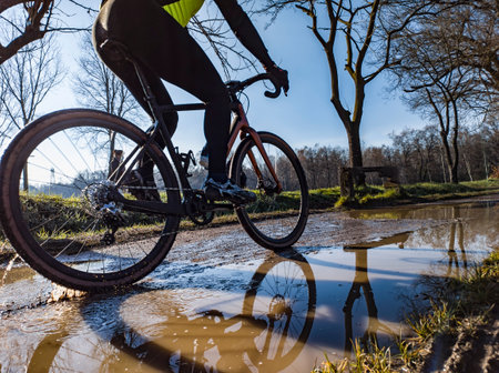 Mud tracks on a mountain bike trail