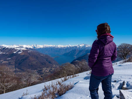 Winter trekking scene in the Italian alps