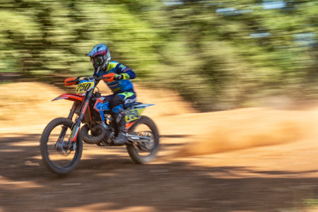 Panning shot of a motocross training sceneのeditorial素材