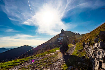 Motorbyke travel in the alpsの写真素材