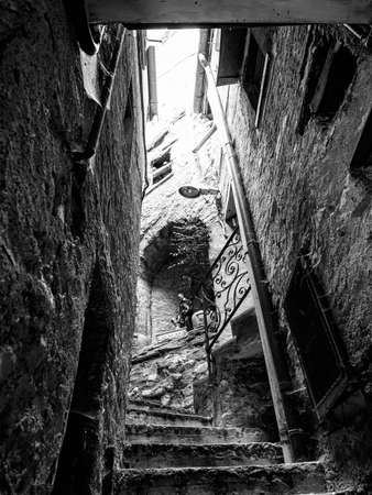 Old alley in the village of Brienno on Lake Comoの写真素材