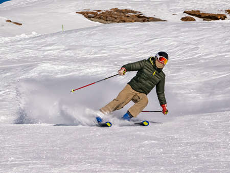 Skier on a Ski slopeの写真素材