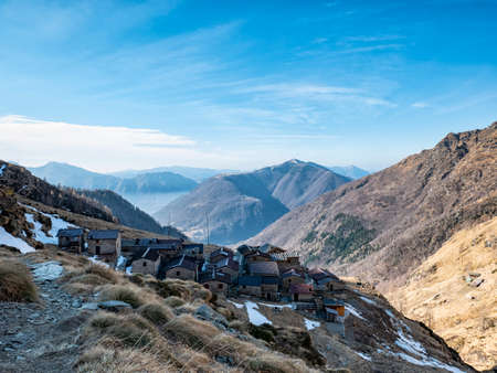Alpine village on the alps of Valsassinaの写真素材