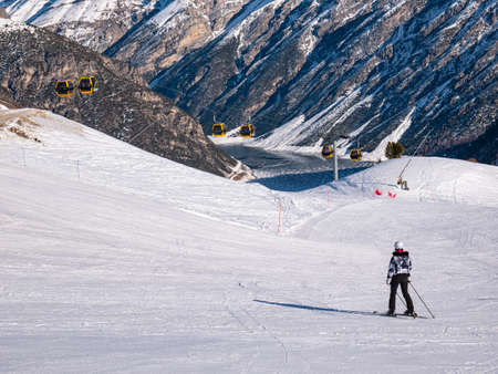 Ski slopes of Livigno in winter seasonの写真素材