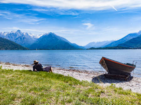 Vacations scene on Lake Como in summerの写真素材