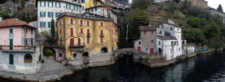 View of the village of Nesso on Lake Comoの写真素材