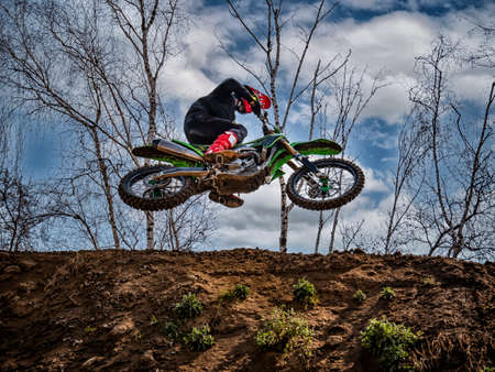 Motocross scene on a trailの写真素材