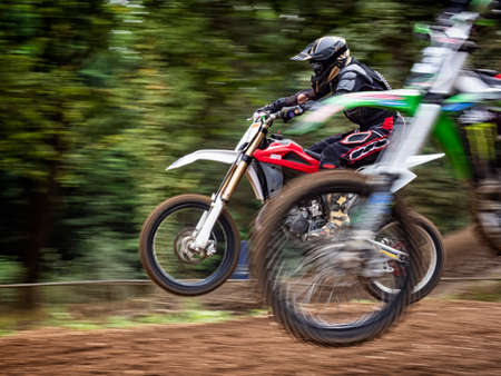 Motocross scene during a race, panning techniqueの写真素材