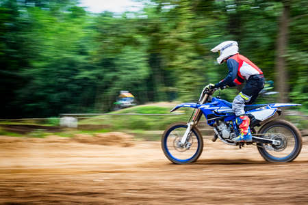Motocross scene during a race, panning techniqueの写真素材