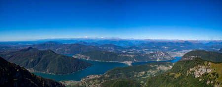 Landscape of Switzerland from Generoso mountainの写真素材
