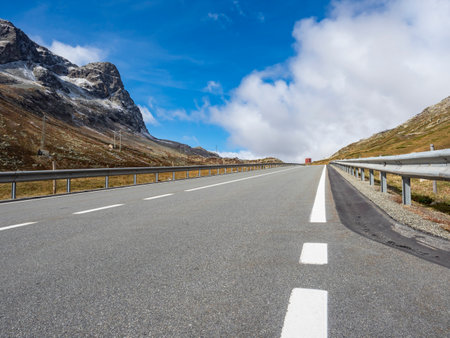 Alpine road on the Julierpass in Switzerlandの写真素材