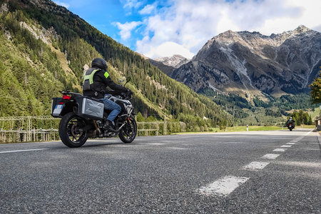 Motorbike on an alpine road in Switzerlandの写真素材