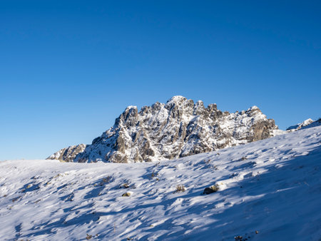 Snowy landscape in the italian alpsの写真素材