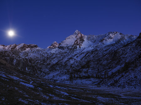 Night scene in the italian alps of Valvarroneの写真素材