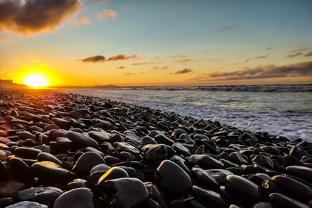 Sunset on a beach of Sardiniaの写真素材