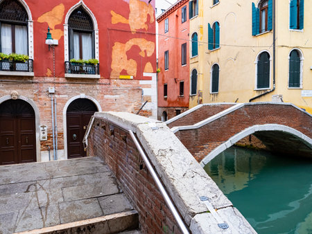 View of an alley of Veniceの写真素材