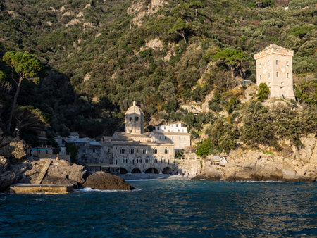 The monastery of San Fruttuoso in Liguriaの写真素材