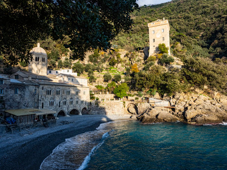 The monastery of San Fruttuoso in Liguriaの写真素材