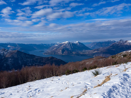 Landscape of Lake Como from Giumello Alpの写真素材