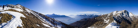 Landscape of Lake Como from mount Berlingheraの写真素材