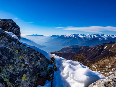 Winter landscape of Lake Comoの写真素材