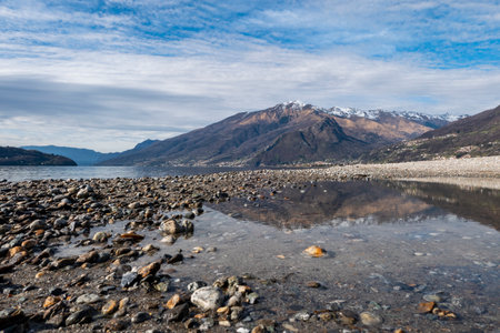Pebbles on a beach of Lake Comoの写真素材