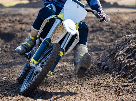 Motocross scene on a raceの写真素材