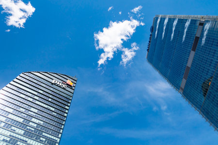 Milan ( Italy ) 04-14-2023: Pwc and Allianz skyscrapers in CityLife district in Milan. Due to shops, cinemas and buisiness buildings CityLife is one of the most visited places of the townのeditorial素材