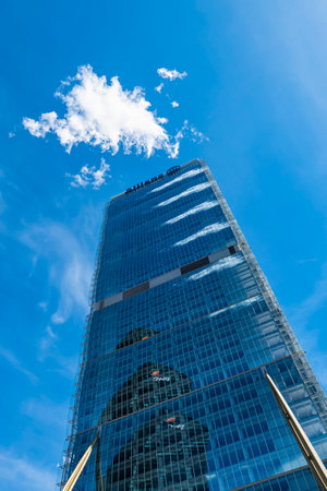 Milan ( Italy ) 04-14-2023: Allianz skyscraper in CityLife district in Milan. Due to shops, cinemas and buisiness buildings CityLife is one of the most visited places of the townのeditorial素材