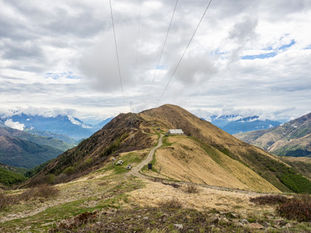 View of Albano Valley from San Jorio Passの写真素材