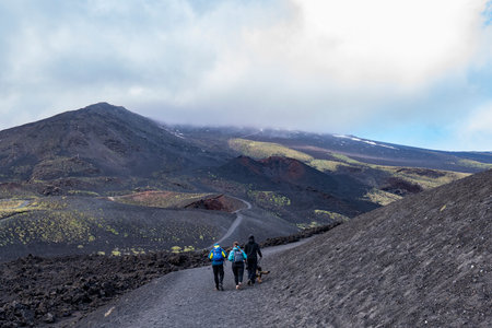 Silvestri's craters area on mount Etna volcanoの写真素材