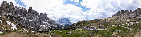 Landscape of Gardena Pass in the Dolomitesの写真素材