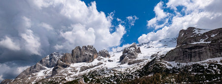Landscape of Mount Marmolada in the Dolomitesの写真素材