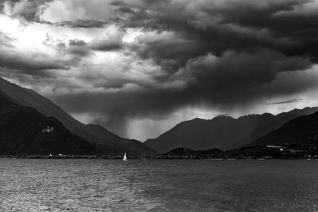 Rainstorm on Lake Como in summerの写真素材