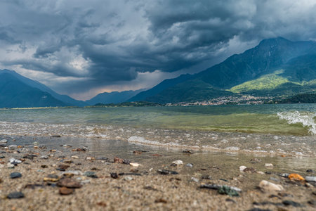 Rainstorm on Lake Como in summerの写真素材