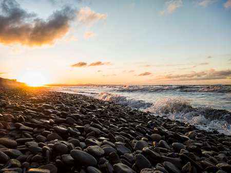 Sunset on a beach of Sardiniaの写真素材