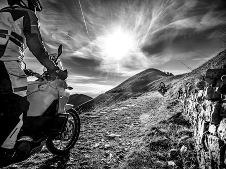 Motorbike travel in the alpsの写真素材