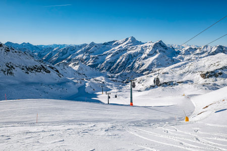 Cable car on Gressoney Ski Resortの写真素材