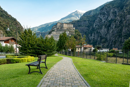 Bard fortress in the Italian Alpsの写真素材